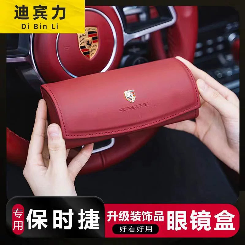 Suitable for Porsche Cayenne Macan 911 Panamera car glasses case, eyeglass clip, and interior modification accessories