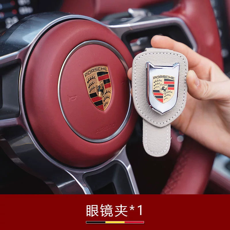 Suitable for Porsche Cayenne Macan 911 Panamera car glasses case, eyeglass clip, and interior modification accessories
