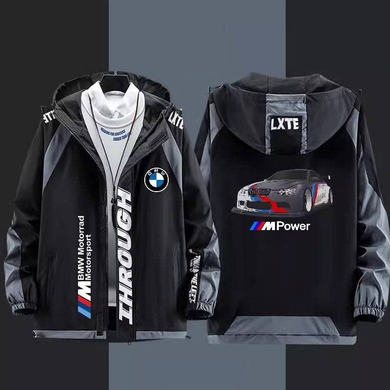 سترة واقية من الرياح BMW M Power - بغطاء رأس، رسومات قابلة للتخصيص