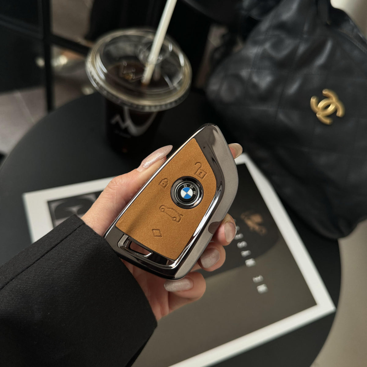 BMW G-Series key case, Mocha Brown, Single Shell style