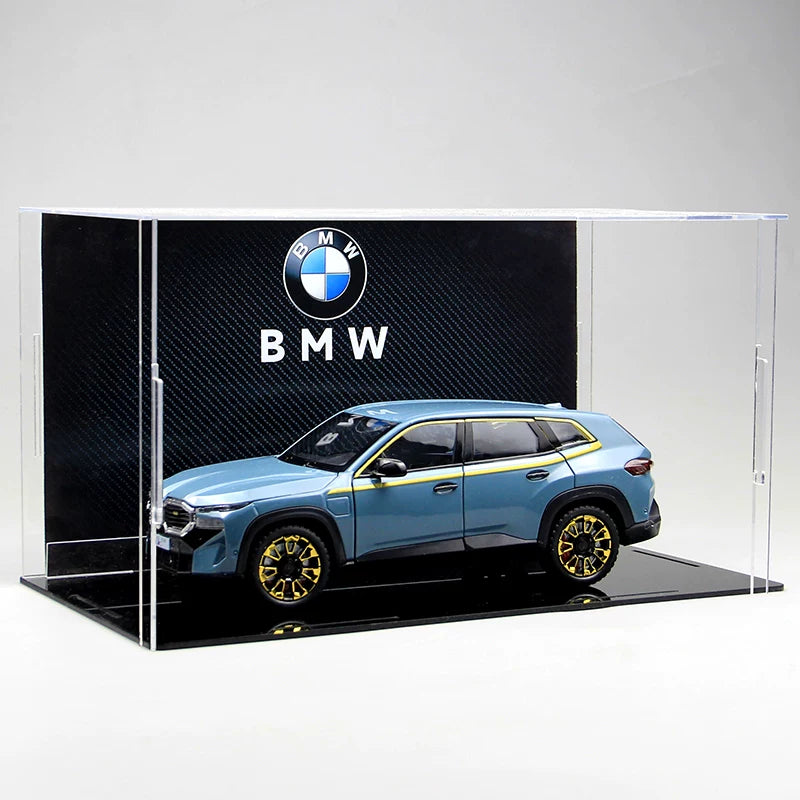Blue 1:24 BMW XM diecast model – Display Case – BMW Backdrop