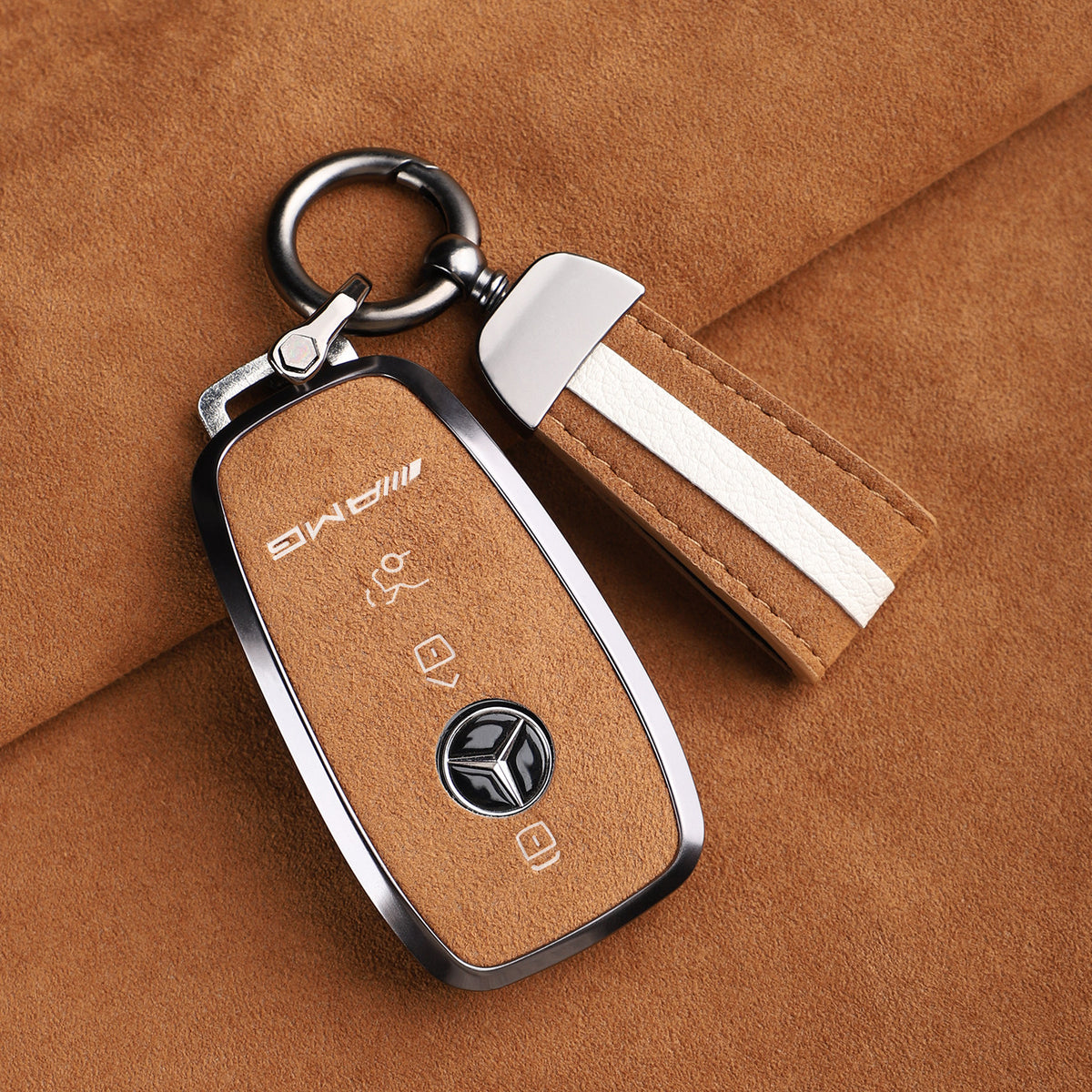 Premium Genuine Alcantara Mercedes-AMG Key Case – Imported Italian Suede with Alloy Frame for G63, G500, G350 and A35L