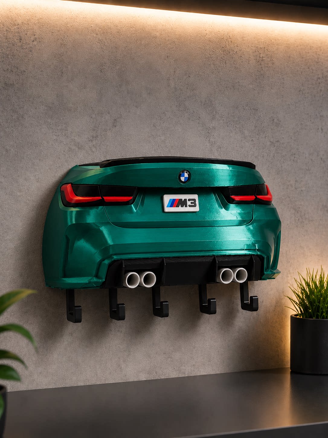 BMW M3 G80 rear-end 3D wall key hook with keys hanging