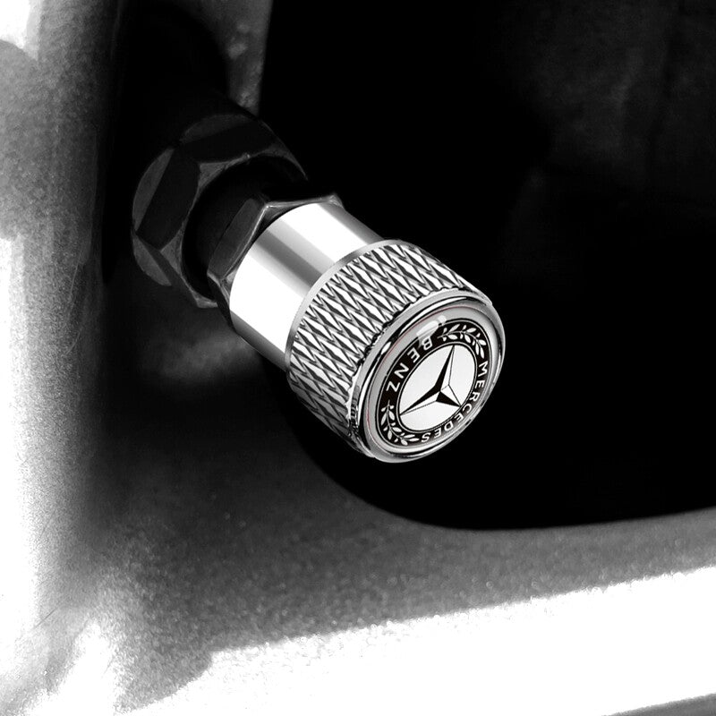 Mercedes-Benz valve cap fitted on a tyre valve