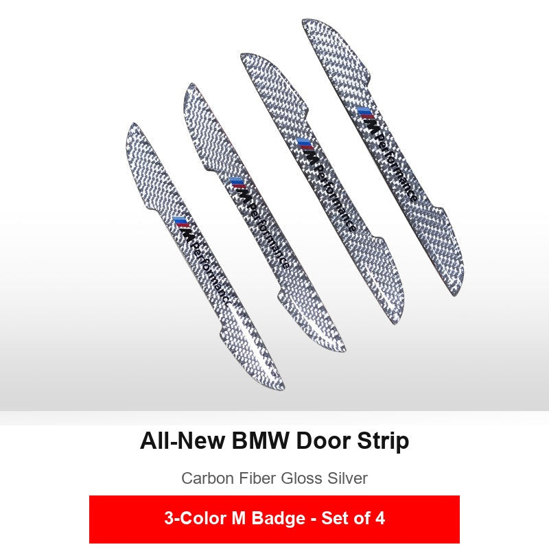 BMW carbon fiber door anti-collision strips, silver, set of 4