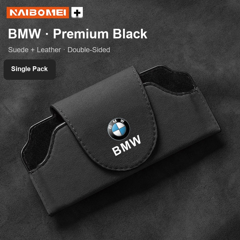 BMW logo suede visor glasses case premium black