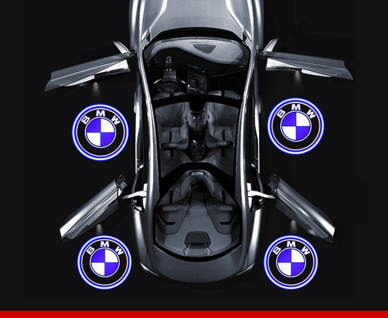 BMW roundel welcome light on all four doors of a BMW
