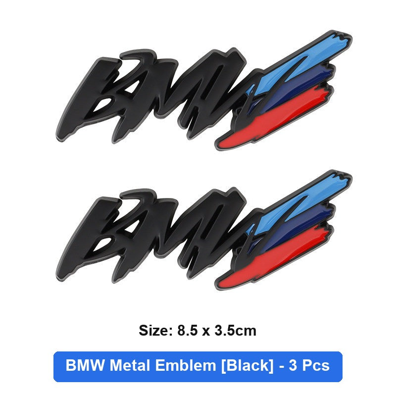 BMW metal fender badge in Black, set of 3