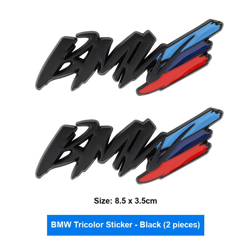 BMW tricolor metal sticker in Black, 2 pieces