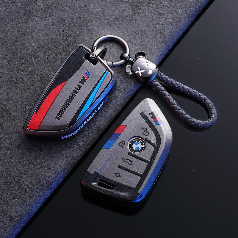 BMW M Performance key fob case with braided logo keychain
