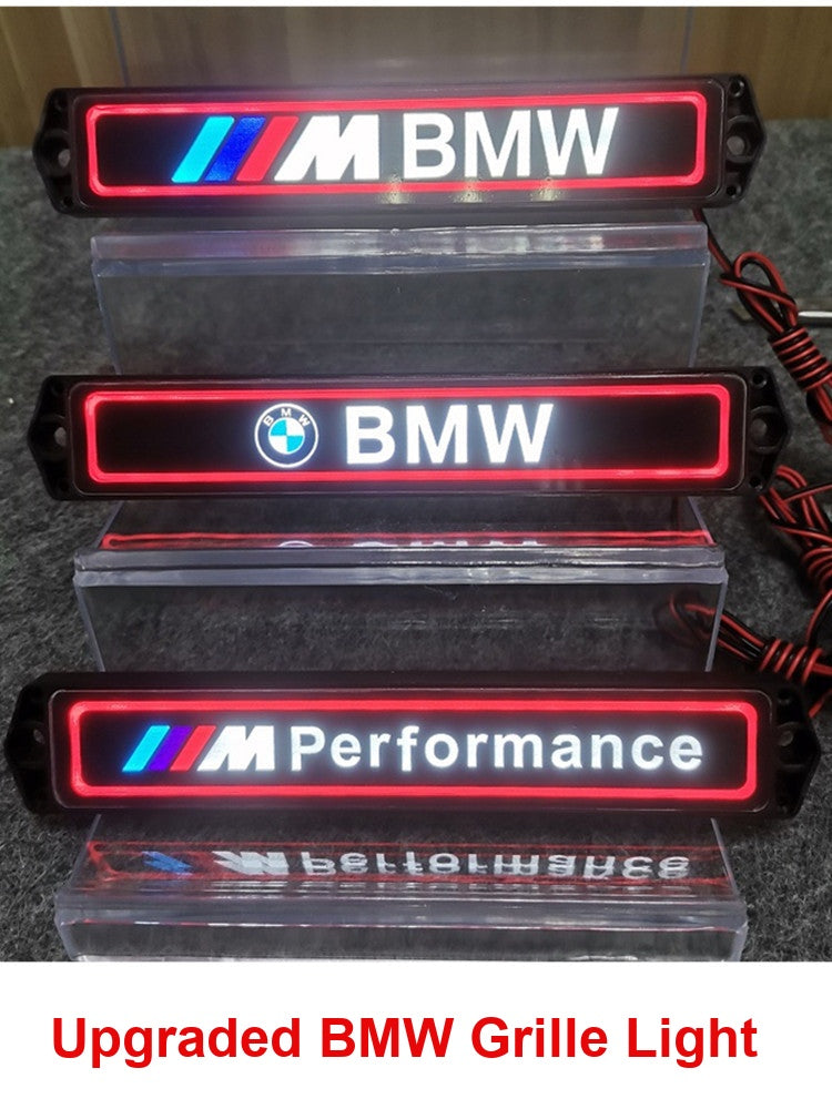 Upgraded BMW grille light M BMW and M Performance LED badges glowing