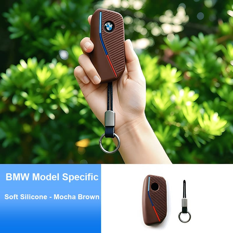 BMW silicone key fob case - mocha brown with keychain