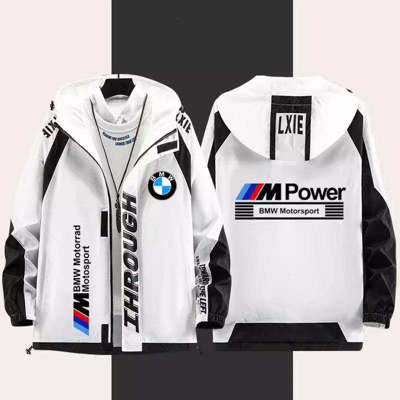 سترة واقية من الرياح BMW M Power - بغطاء رأس، رسومات قابلة للتخصيص