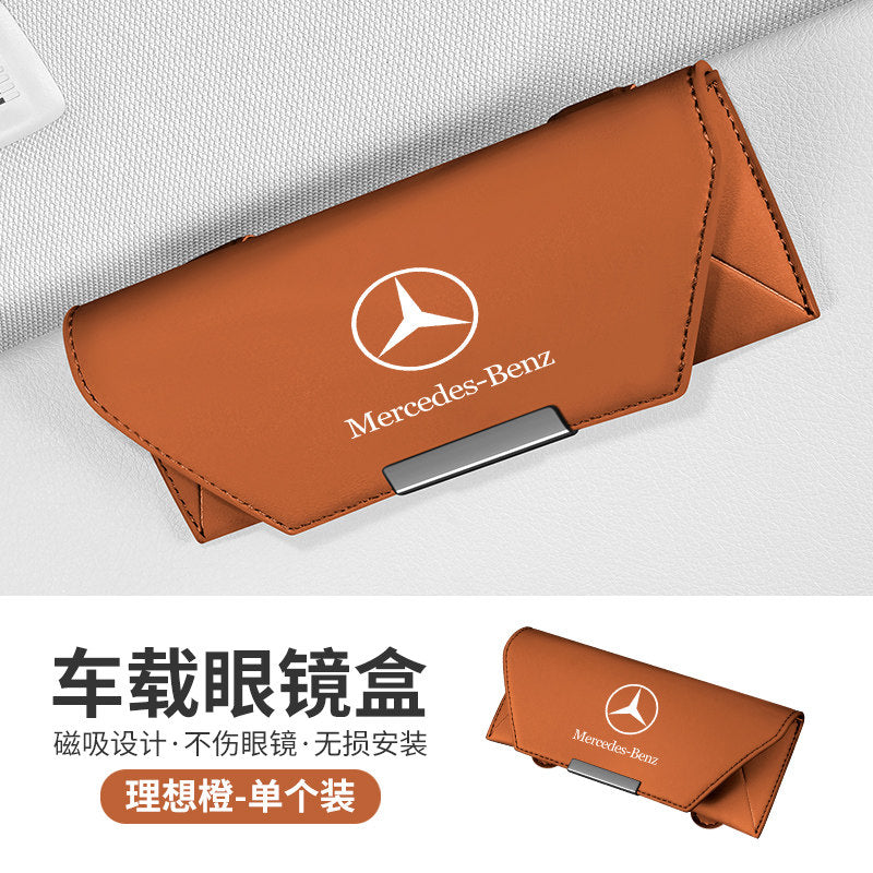 Suitable for Mercedes-Benz in-car glasses case E300L C260L GLC EQE A180 sun visor sunglasses clip storage