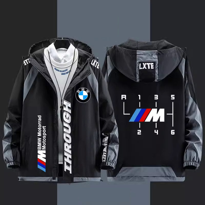 سترة واقية من الرياح BMW M Power - بغطاء رأس، رسومات قابلة للتخصيص
