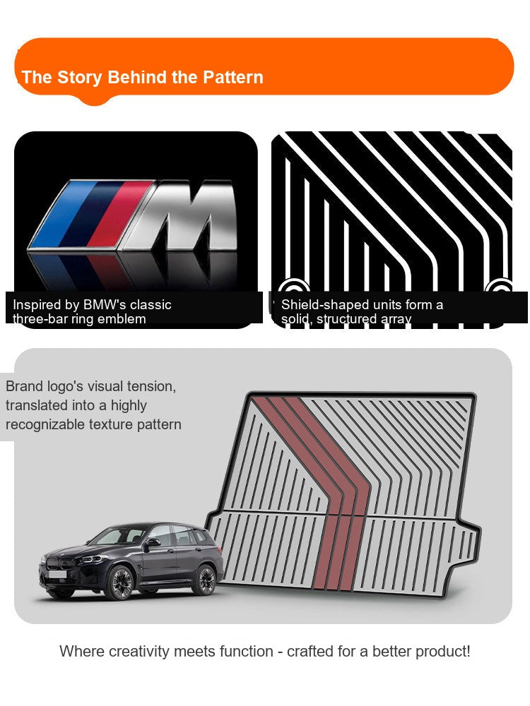 BMW trunk mat herringbone pattern inspired by BMW M badge design