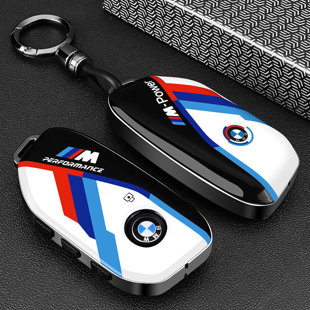 BMW Mineral Gray painted key case cover with BMW wrist strap for 3 5 Series X1 X3 X5 i3 smart key
