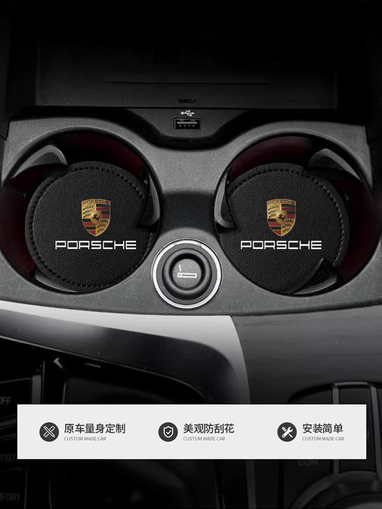 For Porsche cayenne panamera Macan 9117 18Taycan leather car water coaster
