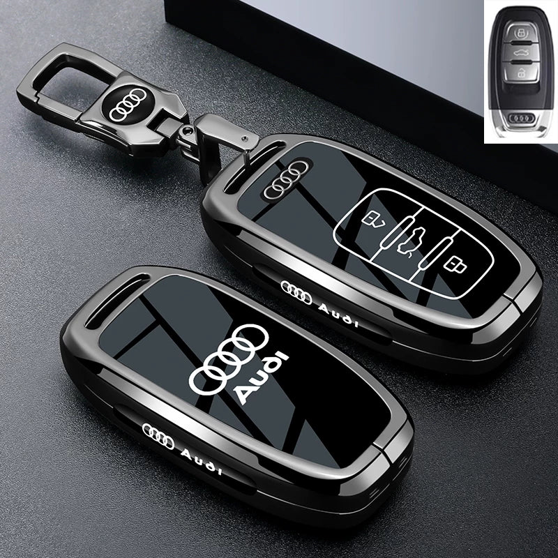 Audi Black Warrior Key Case – Piano-Gloss Shell with Gunmetal Frame
