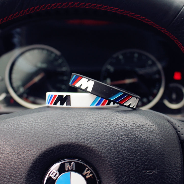 BMW M Silicone Couple Bracelet Set - Set of 2 (1 Black + 1 White)