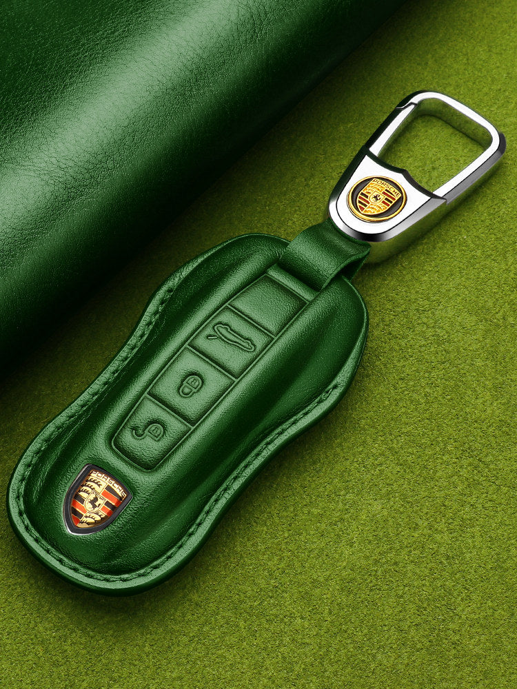 Premium Genuine Leather Porsche Key Case – Handcrafted Top-Grain Cowhide for 911, 718, Macan, Cayenne and Panamera
