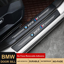 Tiras protectoras de umbral de puerta de cuero y fibra de carbono BMW