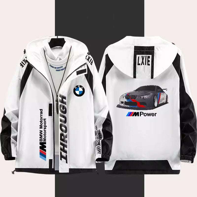 سترة واقية من الرياح BMW M Power - بغطاء رأس، رسومات قابلة للتخصيص