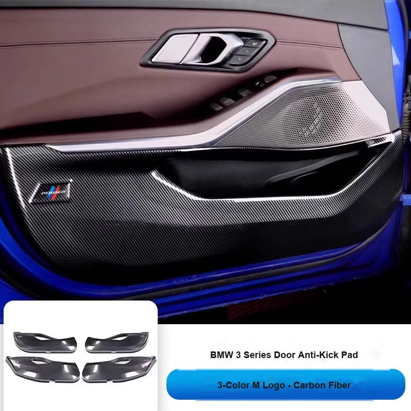 BMW 2020-2026 3 Series Short Wheelbase - Carbon Fiber Door Anti-Kick Pads (4-Piece) - Carbon Fiber Anti-Kick Pad