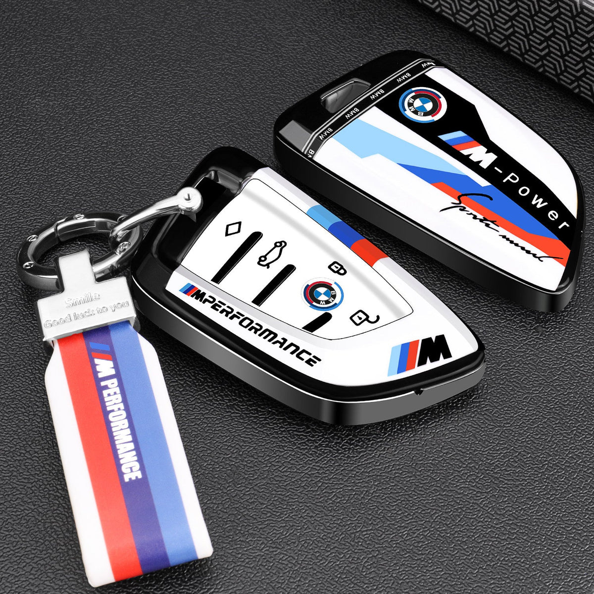 BMW Mineral Lime painted key case cover with simple round buckle for 3 5 Series X1 X3 X5 i3 smart key