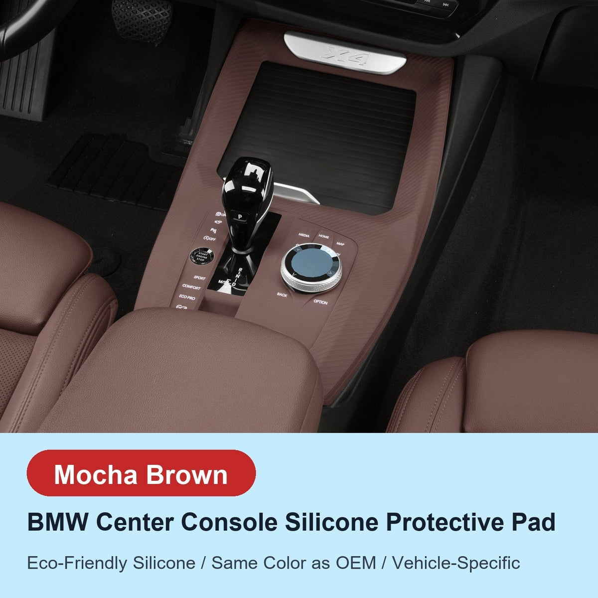 BMW center console silicone pad - X4 (2022-2024) - Mocha Brown