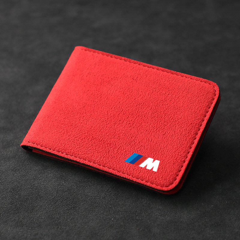 BMW M Performance red suede driver's license holder
