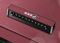 Placa de aparcamiento temporal BMW - Número de teléfono magnético para salpicadero