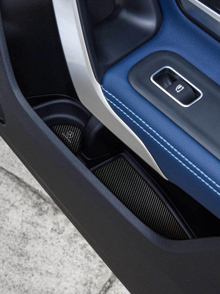 Mercedes-Benz A-Class Carbon-Look Interior Mat Set – Non-Slip Console, Cup and Door Slot Mats for A180L, A200L and A35L