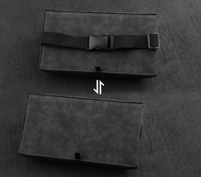 BMW suede tissue box holder with hideable elastic strap for secure mounting