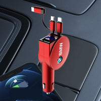 Cargador de coche estilo BMW - Adaptador de carga rápida retráctil de 3 puertos