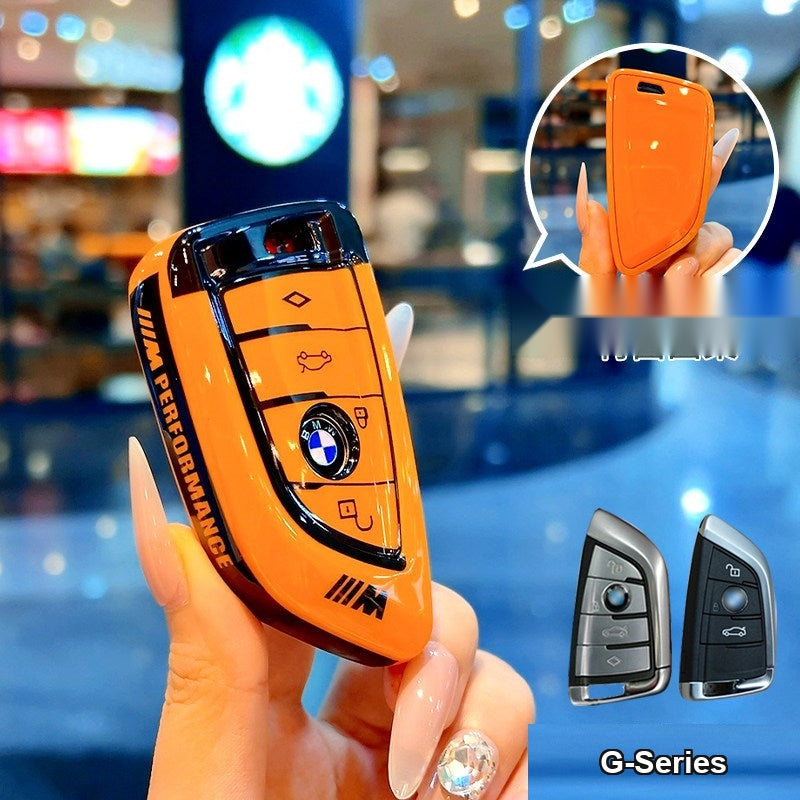 BMW smart key fob orange TPU case, shell only without keychain