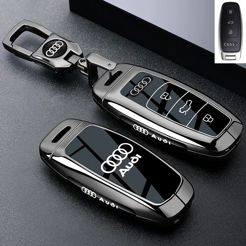 Audi Black Warrior Key Case – Piano-Gloss Shell with Gunmetal Frame