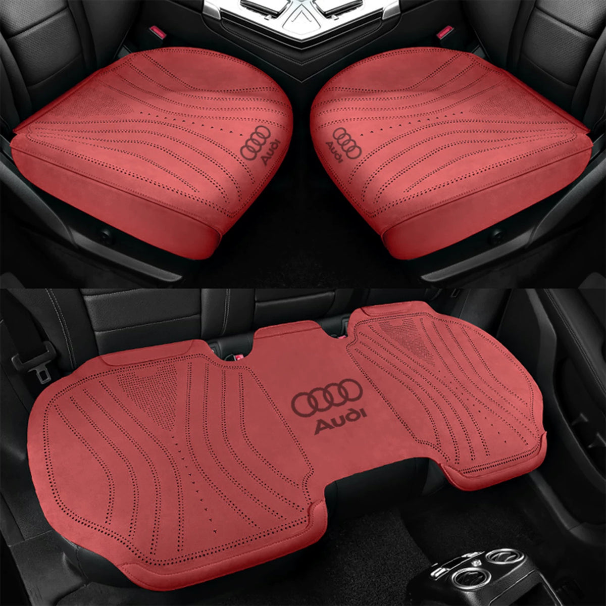 Audi suede seat cushion – Claret Red front and rear 3-piece set