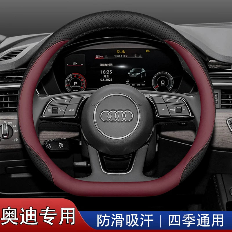 Audi steering wheel covers for new Q5L A5L A6L A4L A7L Q3 Q2L A3 A8 ultra-thin genuine leather handlebar covers