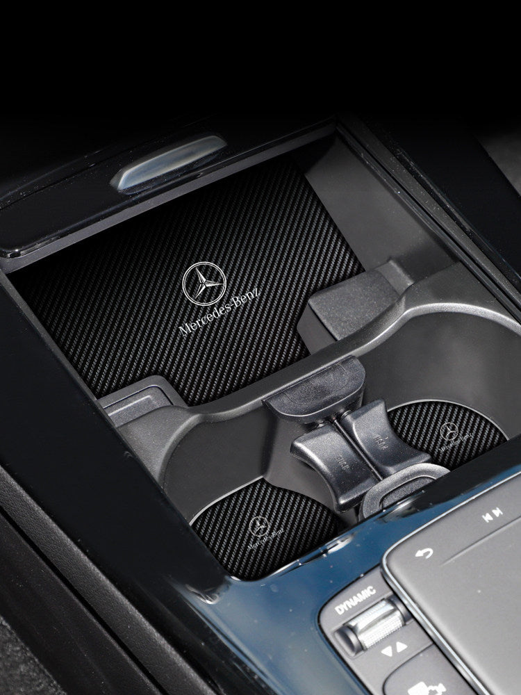 Mercedes-Benz A-Class Carbon-Look Interior Mat Set – Non-Slip Console, Cup and Door Slot Mats for A180L, A200L and A35L