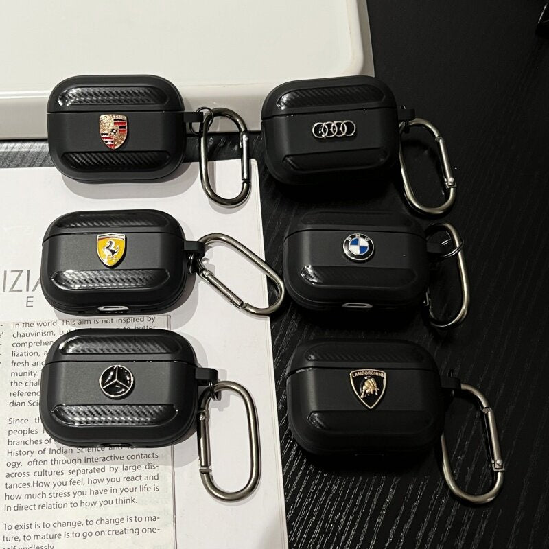 Car Logo AirPods Case - Carbon Fiber Cover for AirPods Pro 1/2/3, 3rd/4th/5th Gen