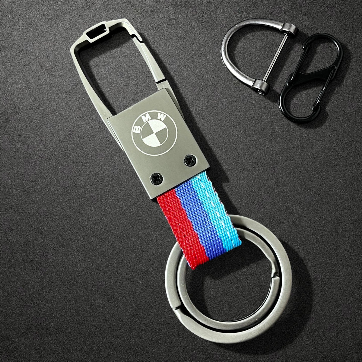 BMW M Performance Leather Key Fob Strap & Keychain Ring