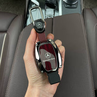 Mercedes-Benz Heritage Woodgrain Key Case – Mirror Chrome Shell with Luxury Keychain