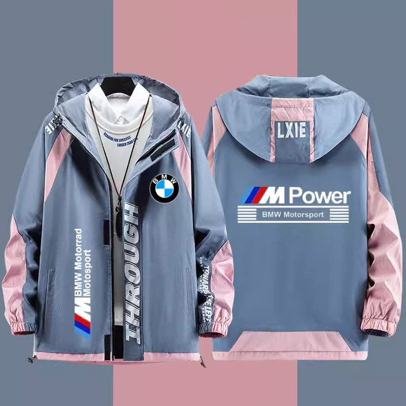 سترة واقية من الرياح BMW M Power - بغطاء رأس، رسومات قابلة للتخصيص