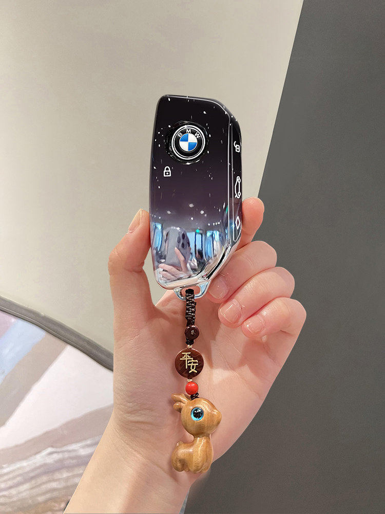 BMW new model smart key case with bear keychain charm