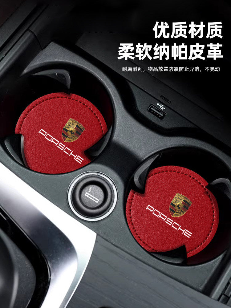 For Porsche cayenne panamera Macan 9117 18Taycan leather car water coaster