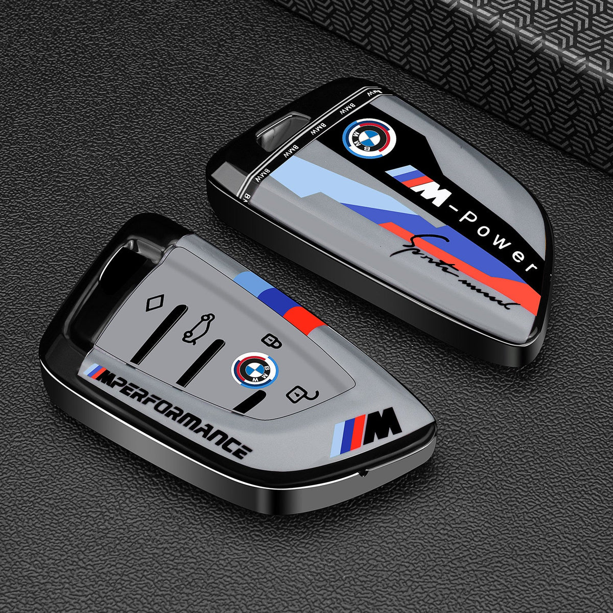 BMW Mineral Gray painted key case cover with color-changing Pixiu charm for 3 5 Series X1 X3 X5 i3 smart key
