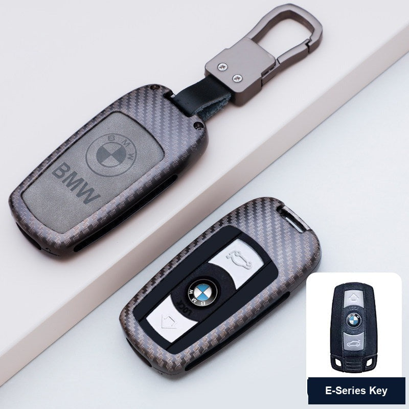 BMW E-Series key case - carbon fiber pattern metal buckle