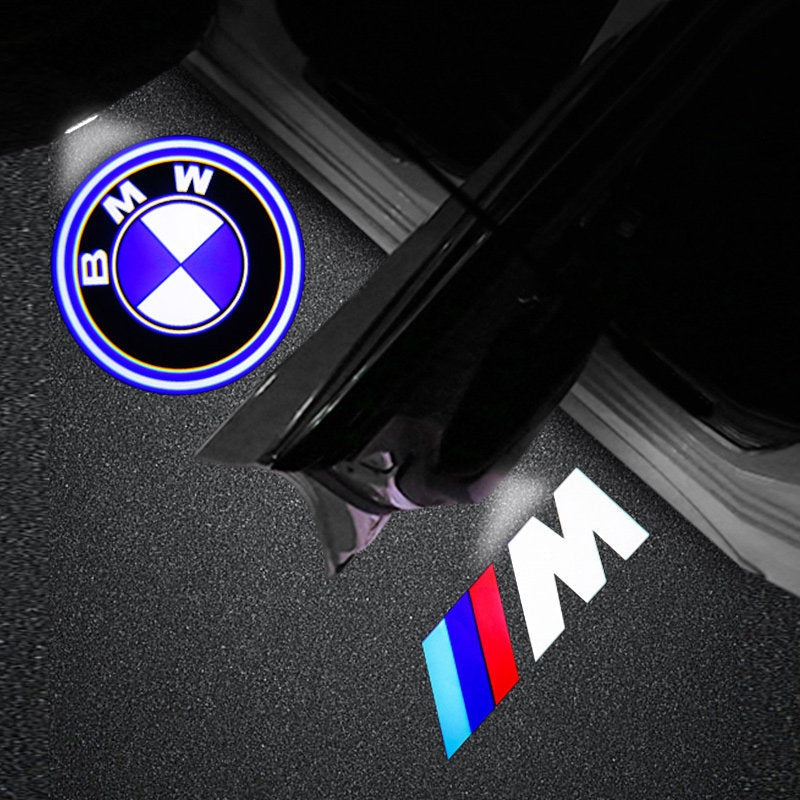 M logo welcome light projected from all four car doors