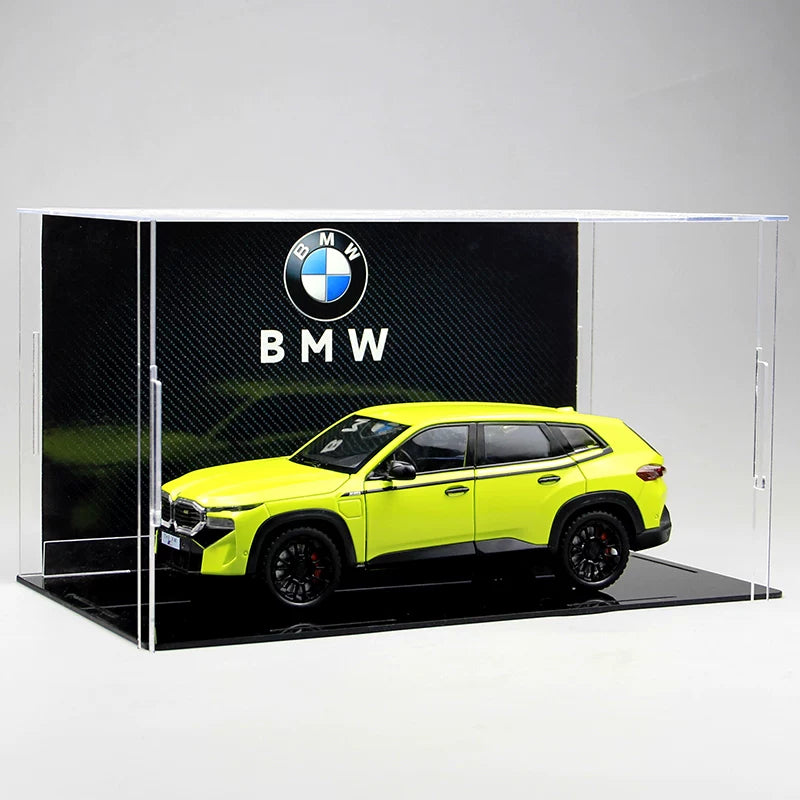 Neon Green 1:24 BMW XM diecast model – Display Case – BMW Backdrop